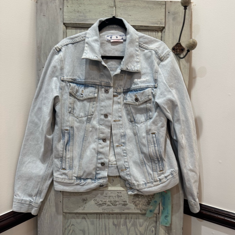Off white Blue denim “Temperature” Off-White Jean Jacket Medium streetwear